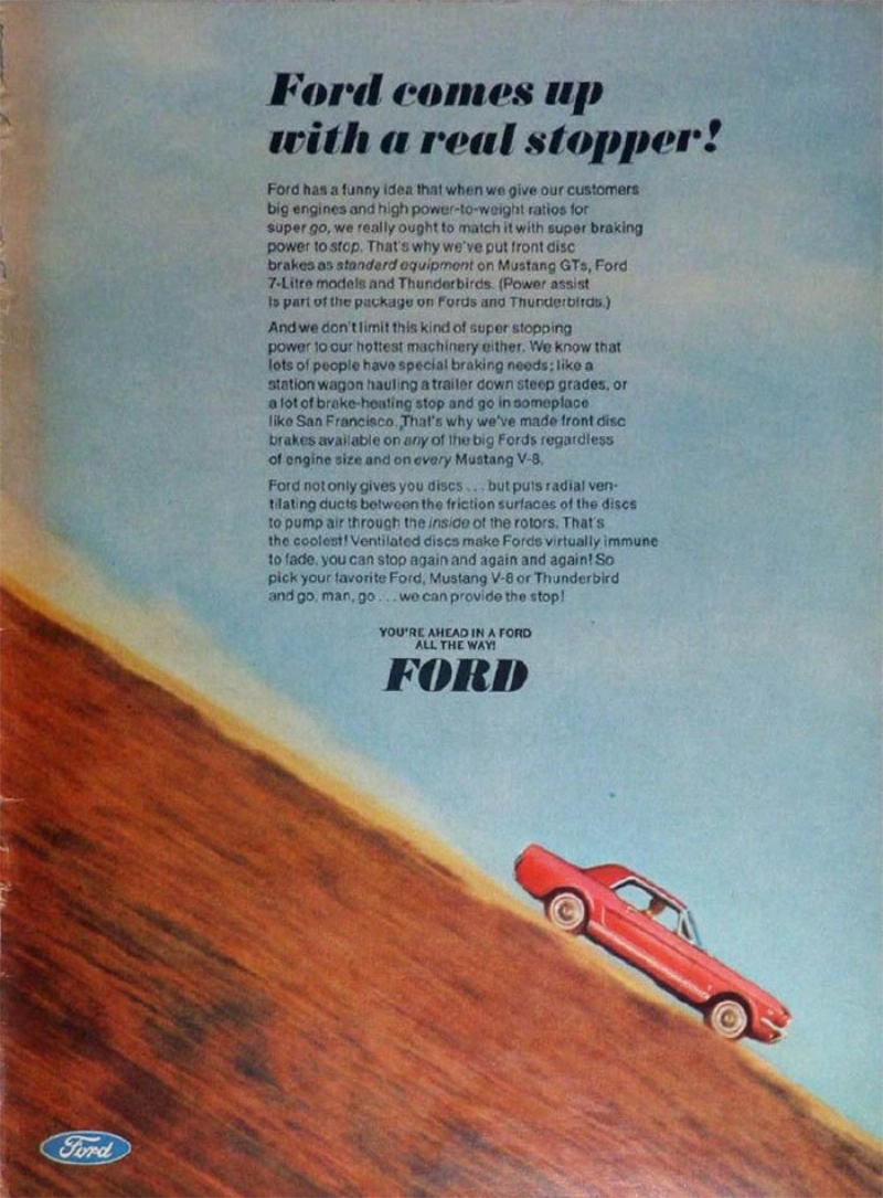 1966 Ford Mustang vintage auto ad; Ford comes up with a real stopper! 1966 Ford Mustang vintage auto ad; Ford comes up with a real stopper!